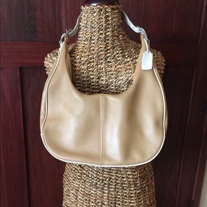 COACH real leather camel/white purse